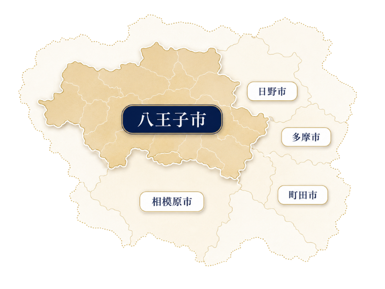 八王子市を中心とした対応エリアマップ
